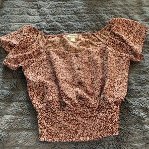 Monteau Red Flower Blouse